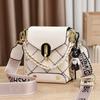 Mini Studded Decor Crossbody Bag Argyle Embroidery Mobile Phone Purse Trendy Chain Decor Handbag For Women