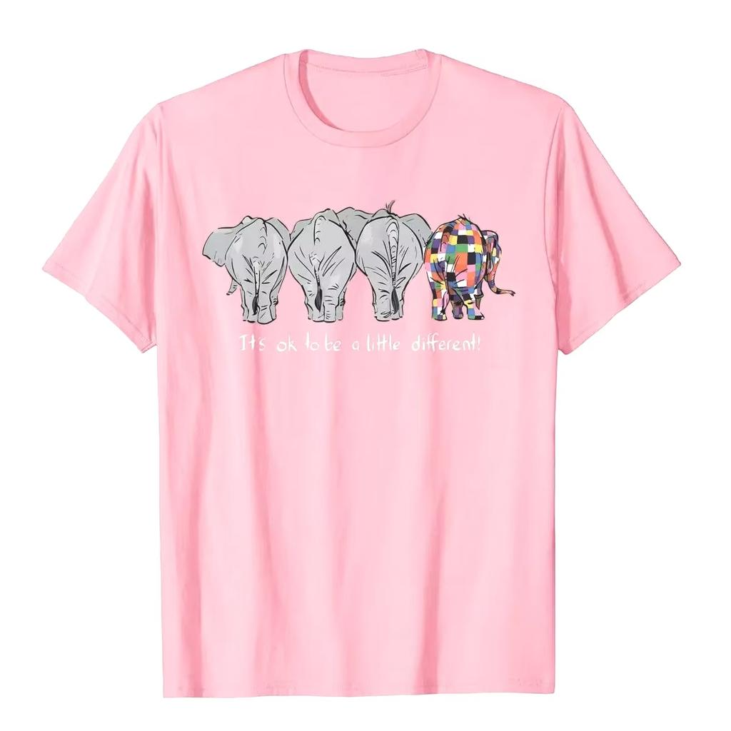 Its Okay If Its A Little Different Elephant Graphic Tshirt Unisex British Hip Hop Tee Y2k Summer Casual Streetwear Tops