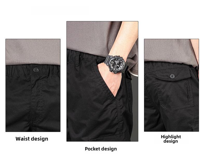 Мужские летние модные свободные повседневные шорты в корейском стиле с несколькими карманами