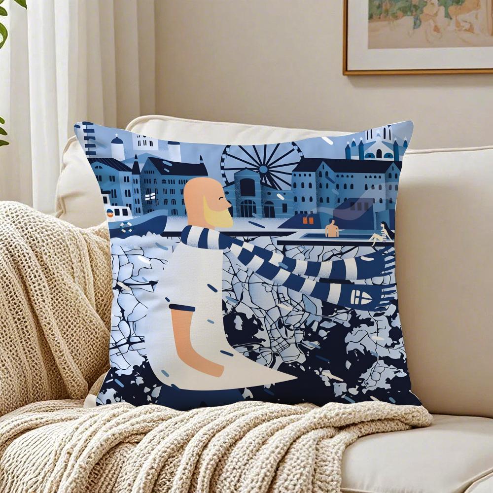 Lonomycin Pillow Finnish Illustrator Art Cushion Cushion Cover Pillowcase Antidustmite living Room Sofa Decor Cushion Room