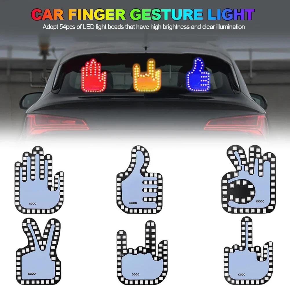Креативный USB-светильник для жестов, автомобильный светодиодный фонарик с дистанционным управлением, атмосферный светильник, наклейка на средний палец, цветная лампа