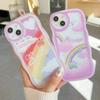 The Little Bear and Little Rabbit On the Rainbow Pattern Soft TPU Shell Fashion Phone Case for iPhone Samsung Vivo Xiaomi Oppo