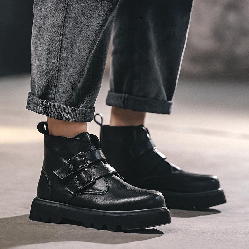 Модные мужские повседневные вечерние выпускные платья оригинальные кожаные ботинки дизайнерские туфли на платформе ковбойские ботильоны классные весенне-осенние короткие ботинки