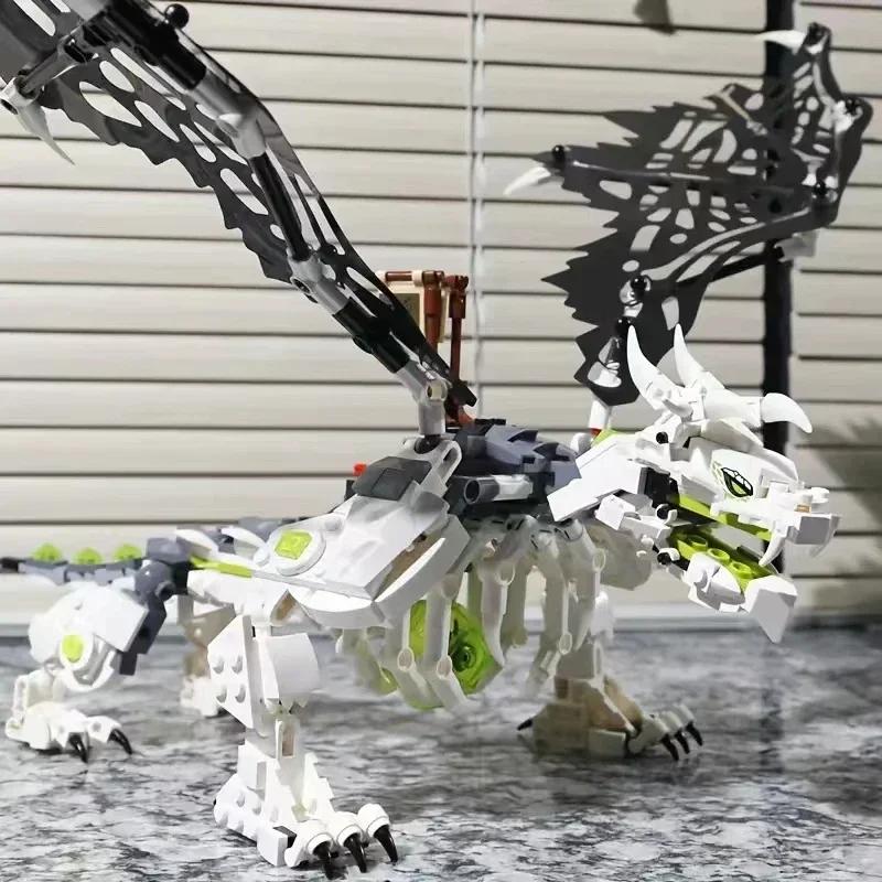 672PCS Phantom Series Skeleton Wizard's Flying Dragon Building Blocks Boy Dragon Сборка игрушки для детей Подарок