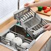 Stainless Steel Drainage Rack Retractable Kitchen Storage Rack Sink Fruit and Vegetable Basket  Household Dishwashing Rack
