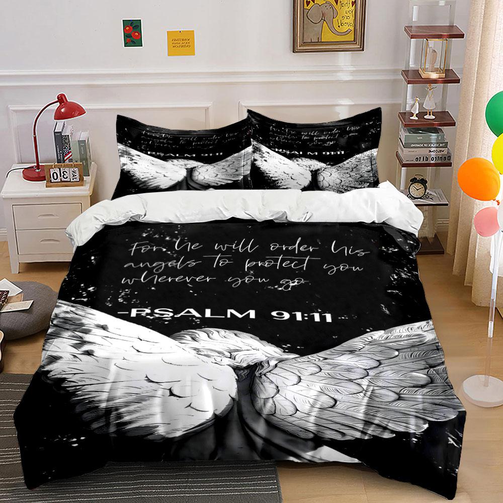 White angel wings pattern. Bedding sets Duvet cover sets Duvet covers Pillowcases(1 * Duvet Cover 2 * Pillowcases without duvet insert)
