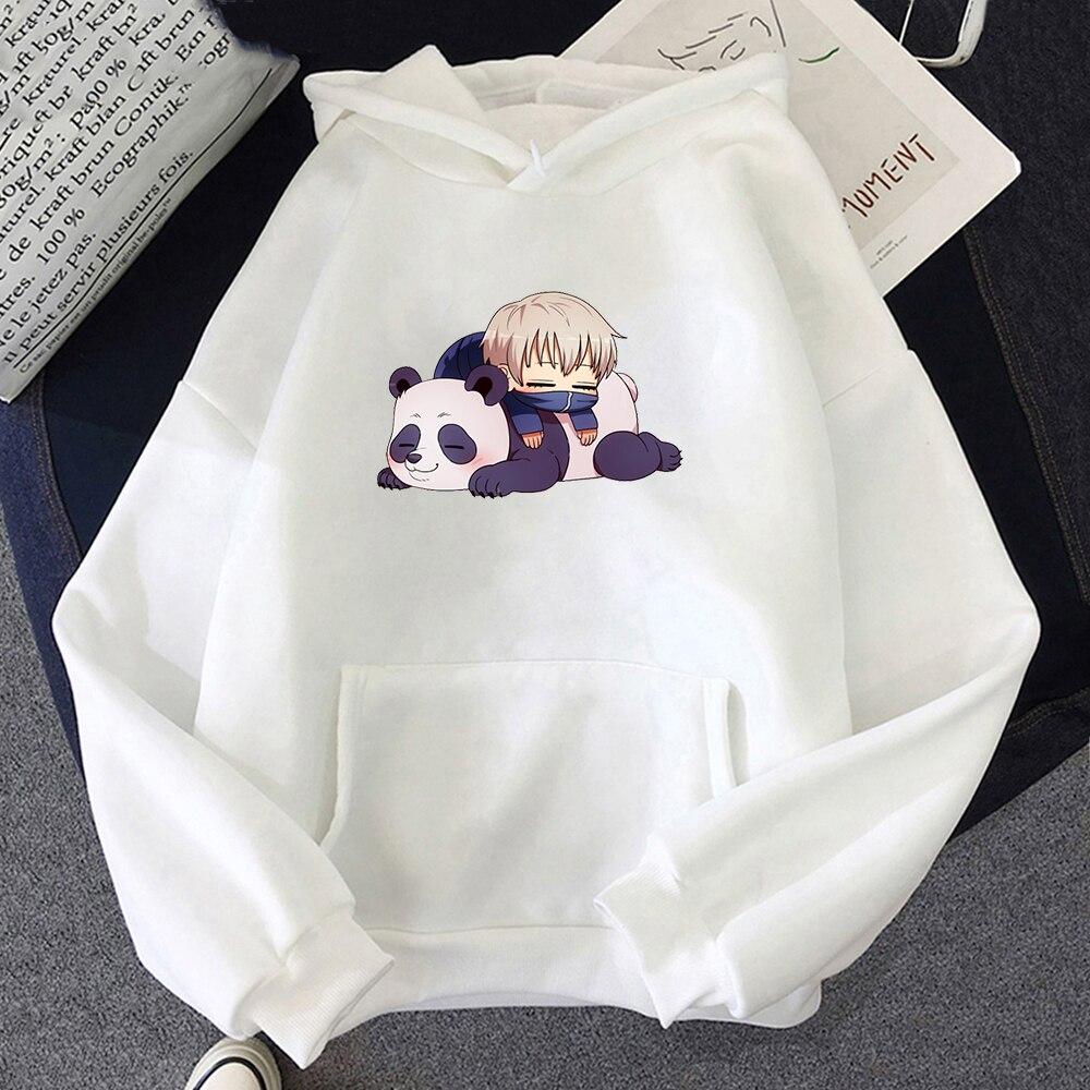 Толстовка с капюшоном Anime Jujutsu Kaisen с принтом Japan Satoru Gojo и Panda, толстовки унисекс оверсайз, толстовки унисекс из теплого флиса с героями мультфильмов