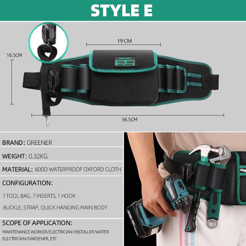 GREENERY поясная сумка для инструментов для электрика, мужская износостойкая, водонепроницаемая, многофункциональная фурнитура, специальный инструмент для обслуживания