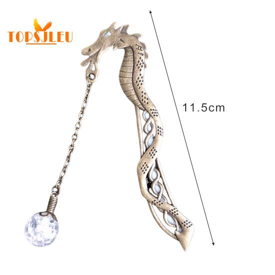 Закладка в винтажном стиле, дизайн металлического дракона, светящиеся бусины, устойчивая к выцветанию, легко чистящаяся закладка