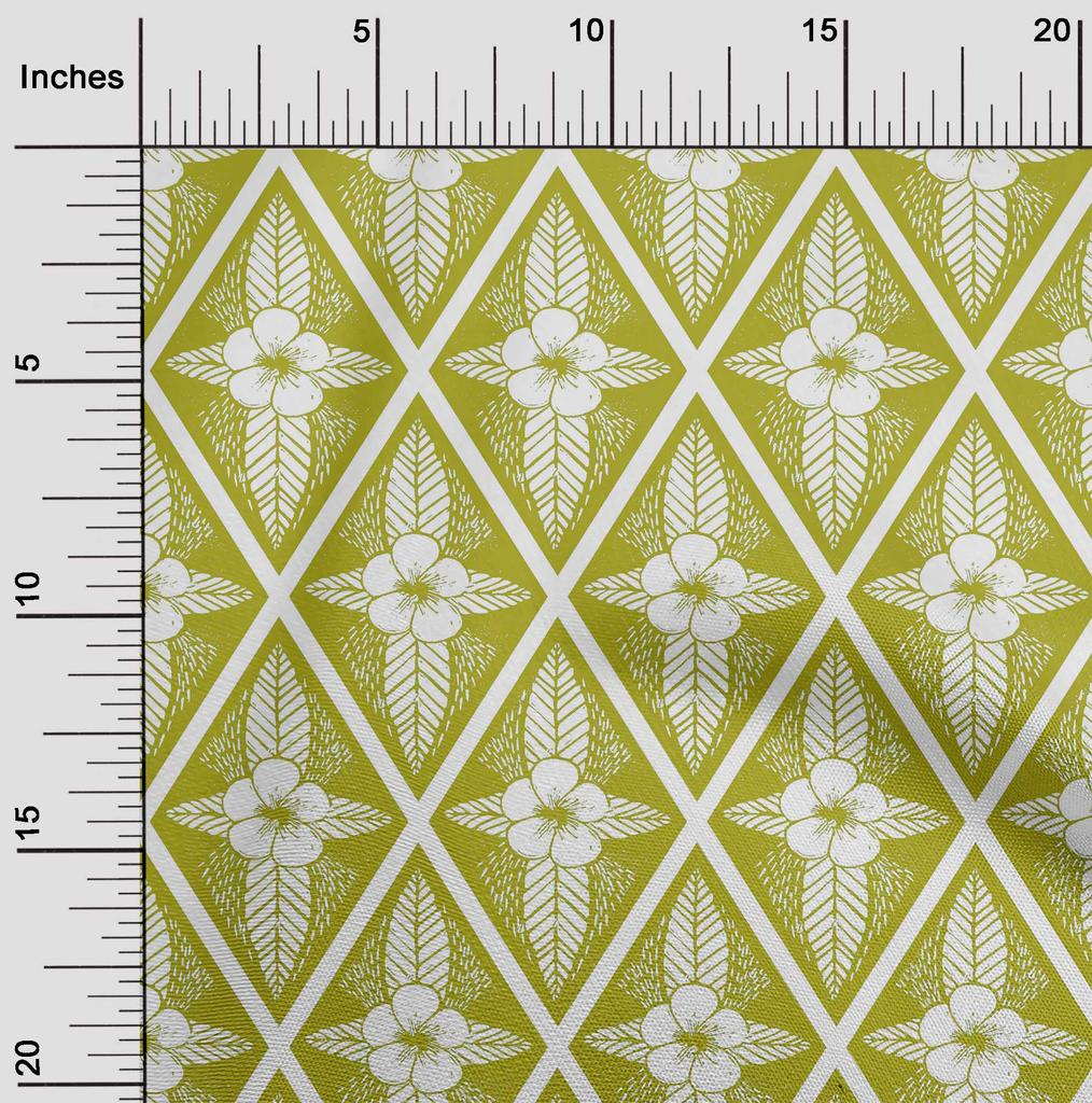 oneOone Cotton Flex Gray Fabric Artistic Floral & Diamond Geometric Craft Projects Decor Fabric Printed By The Yard 40 Inch