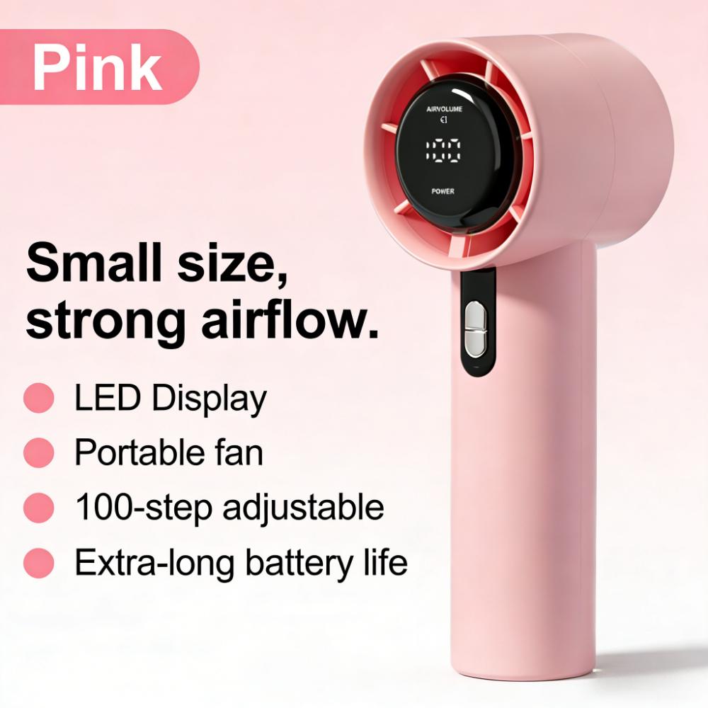 Xiaomi Rechargeable Handheld USB Fan, 100 Adjustable Speeds Digital Screen Mini Personal Fan, Lightweight Portable Cooling Fan for Outd