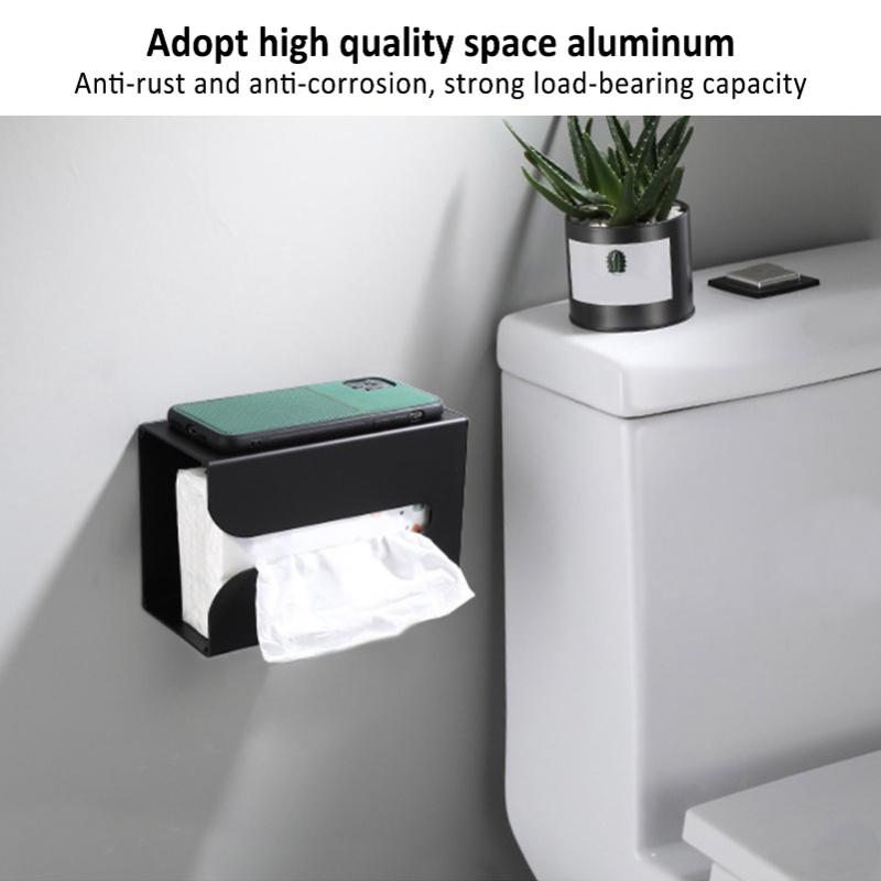 Black Tissue Box Holder Stand Wall Mount Napkin Organizer For Kitchen Bathroom Toilet