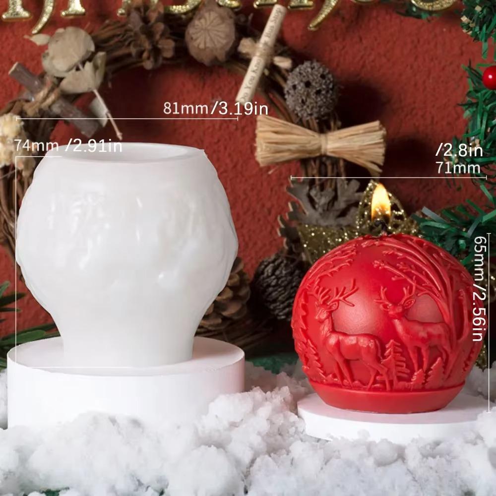 Рождественский снежный шар, силиконовая форма для свечи, рельефный шар в виде лося, форма из гипсовой смолы, рождественские украшения для дома, украшения ручной работы