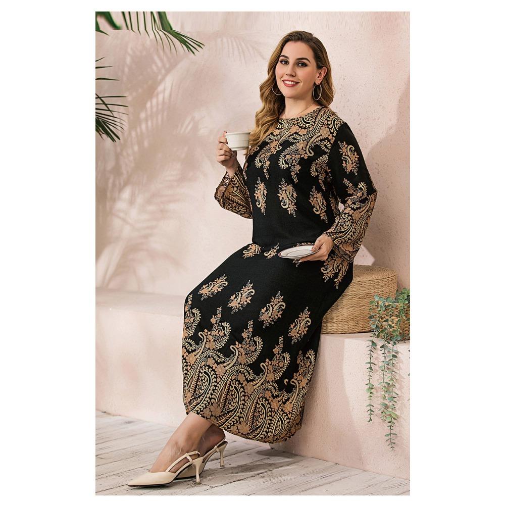 Большие размеры XL-5XL Женские платья Весенние и осенние платья Длинные платья Свободные узкие длинные платья для мам