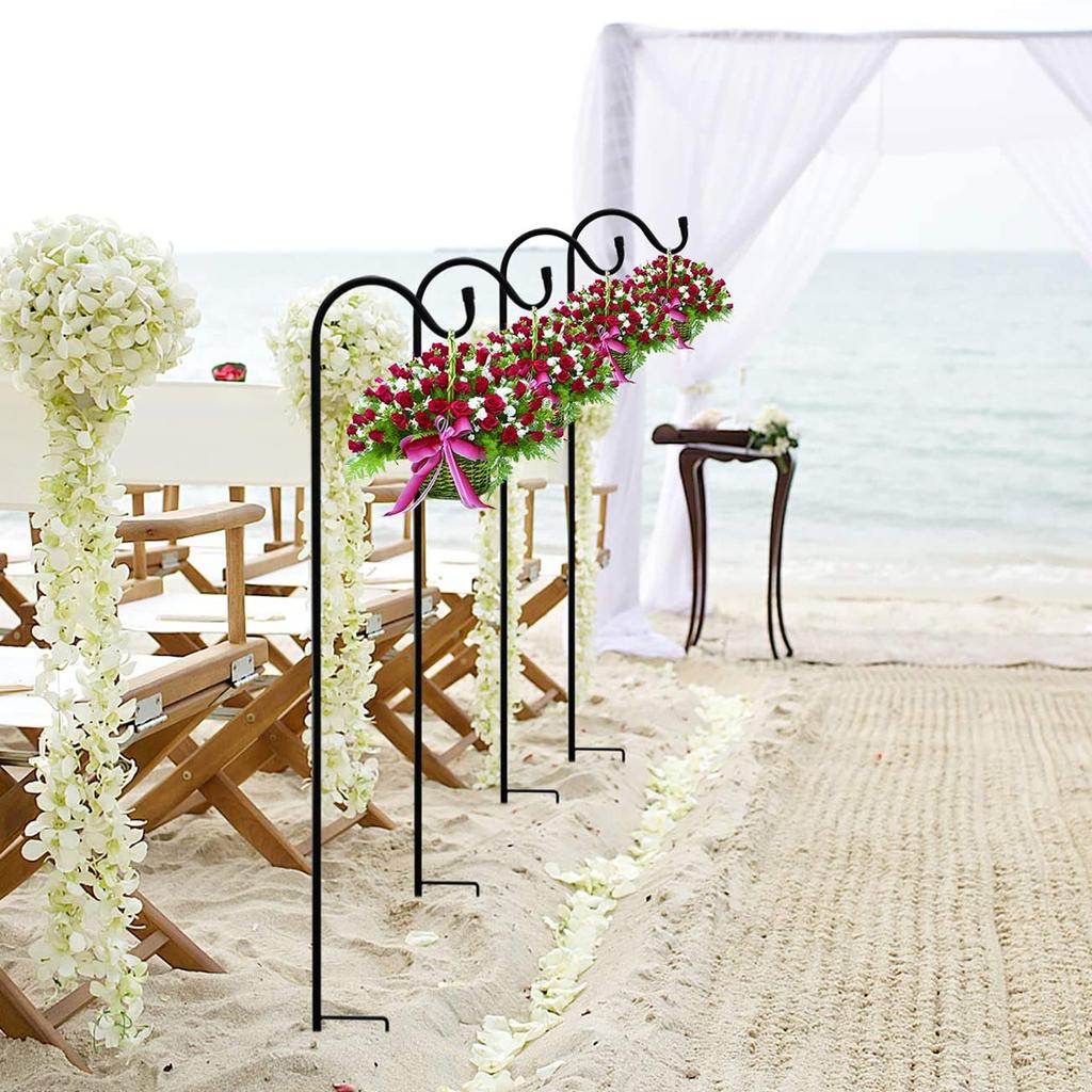 2Pcs Shepherds Hooks Hanging Plant Stake Bird Feeder Flower Pot Stand Outdoor Lantern Iron Hanger Stake Garden Lawn Decor