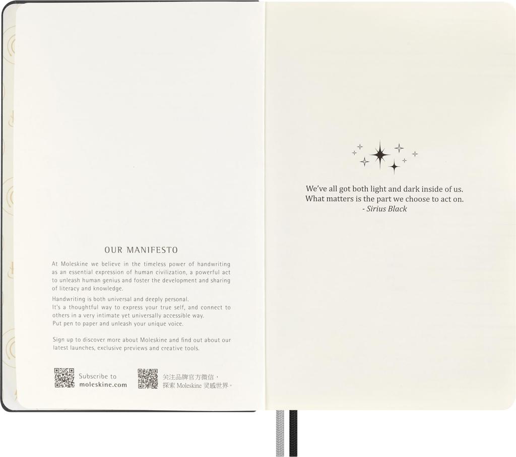 Moleskine Harry Potter Gift Set, Lumos Notebook, Kaweco Rollerball Pen, Hardcover, Large Size, Horizontal Ruled, LEHP23QP060LUM