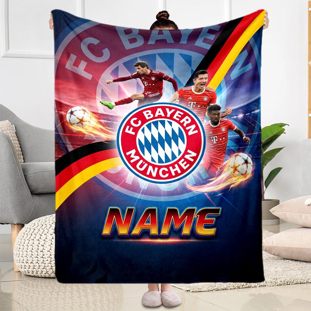 Bayern Munich Soccer Art Customize Text Blanket Gift Personalized Blanket Durable Comfort for Livingroom Sofa Office Home Decor for All Occasions