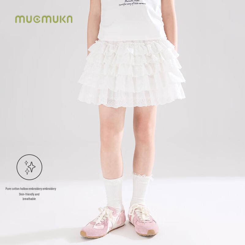 Хлопковая юбка с вышивкой и кружевом для девочек Mucmukn