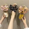 Fashion Women's Slippers and Ladies Sandals Wedge Heel Floral Slides with Bow Thick Platform Outside Shoes On Sale Elegant Fashionable