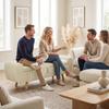 Storage Bench, Upholstered Bench with Corduroy Look, Wooden Legs and Rolled Armrests, Beige