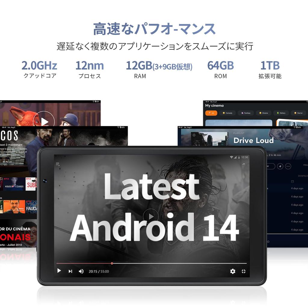 Модель Android FHD IPS 12 ГБ ОЗУ 64 ГБ ПЗУ ЦП Распознавание лица Беспроводной 5100 мАч FM OTG Поддержка японского языка 8-дюймовый планшет, Wi-Fi LCD, + (1 ТБ с возможностью расширения),