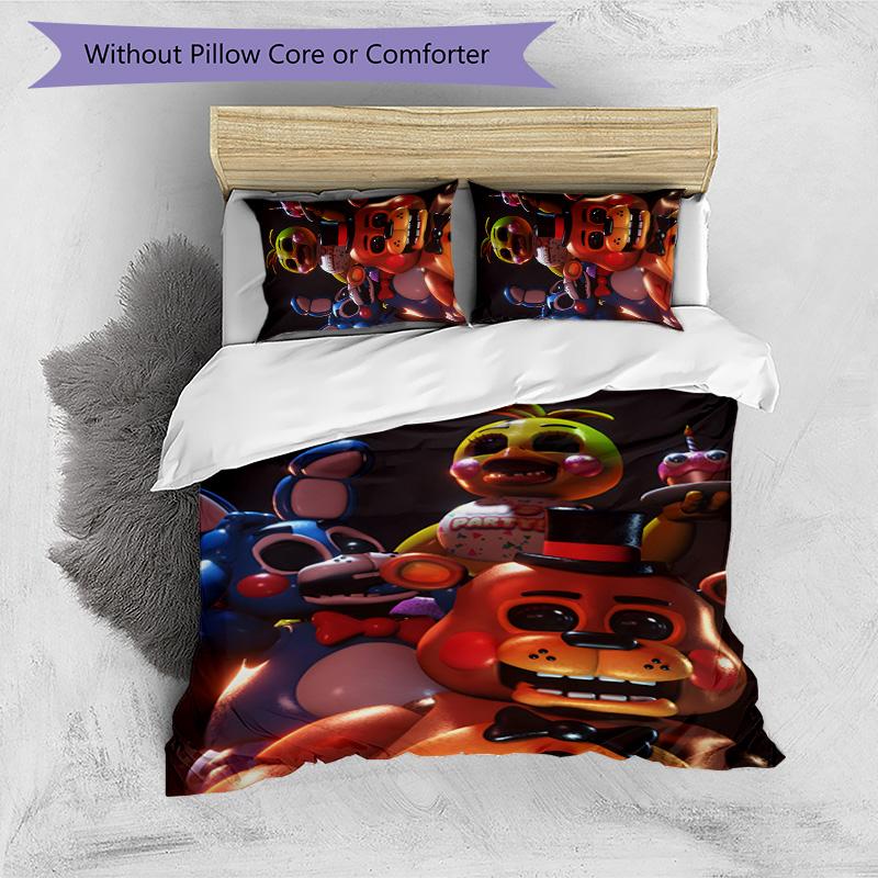 Freddy Bear 3pcs Bedding Set Duvet Cover Closure Includes 1 Duvet Cover & 2 Pillowcases for All Seasons Bedroom Home Dorm Decor
