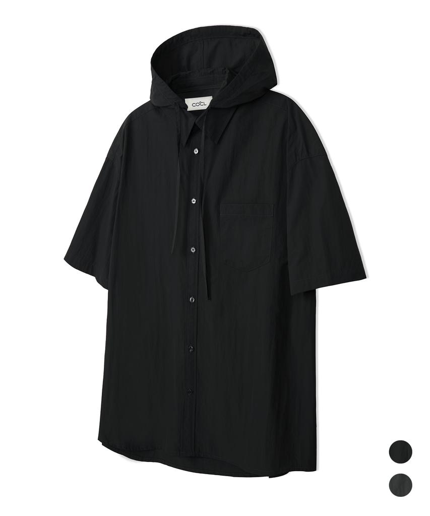 COSTUME O’CLOCK [Detachable Hood] Nylon Hooded Short Sleeve Shirt 2 Colors Coossh197