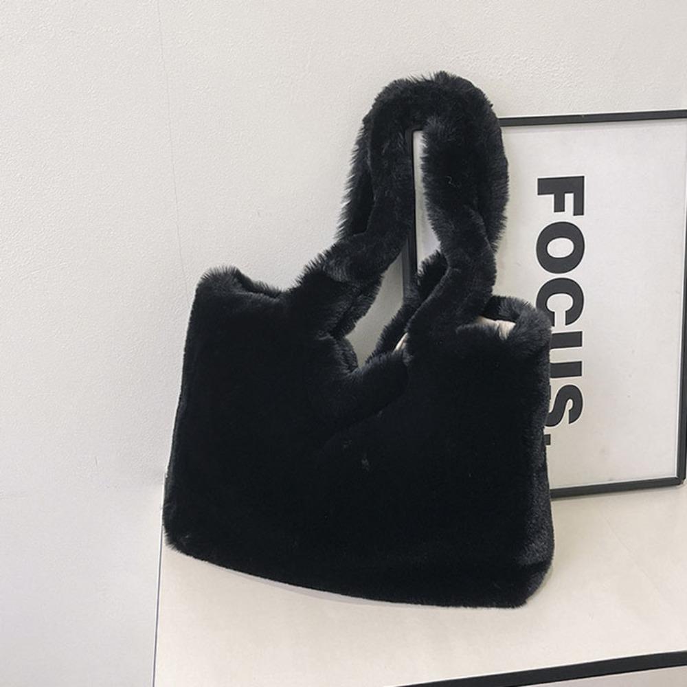 Plush Shoulder Bag Cute Hand Bag Versatile Tote Bag  Female