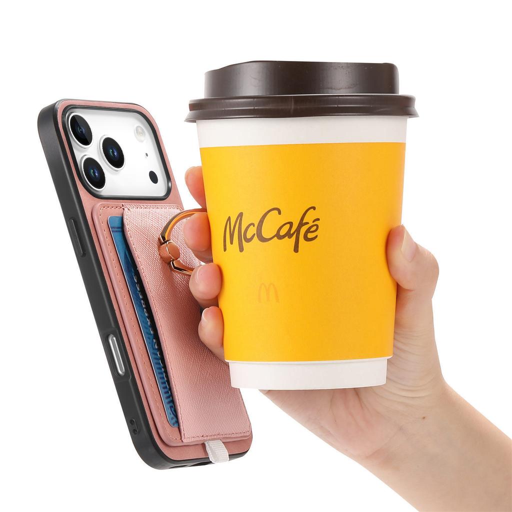 Для iPhone 17 Pro Чехол Кольцо-подставка Кожа+ТПУ+ПК Чехол для телефона Съемный держатель для карт