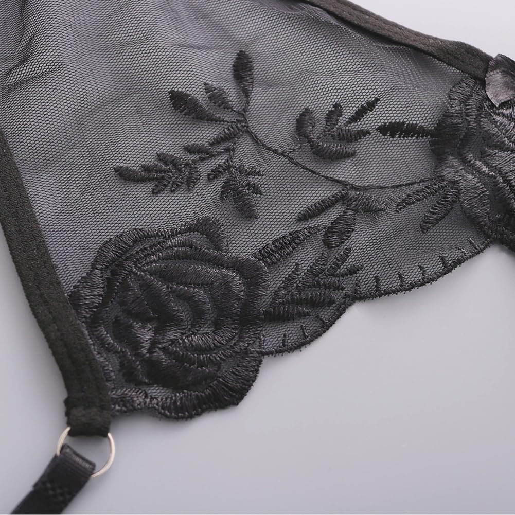 Кружевной пояс-подвязка с комплектом стрингов для женщин, подвязки для чулок с 4 металлическими зажимами + G-стринги