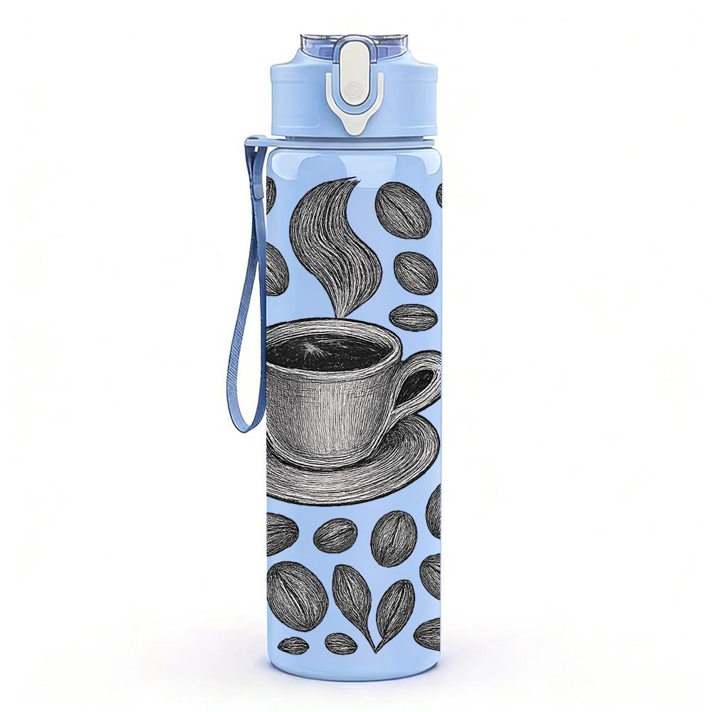 1PC Coffee Stone Texture 750ml Color Plastic Sports Water Bottle Leakproof Flip Straw Lid Suitable for Sports Office Home Use