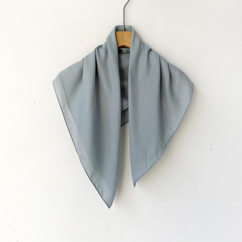 Malay headscarf spring and summer 71 solid color square scarf velvet herringbone silk scarf high-end cotton and linen headscarf