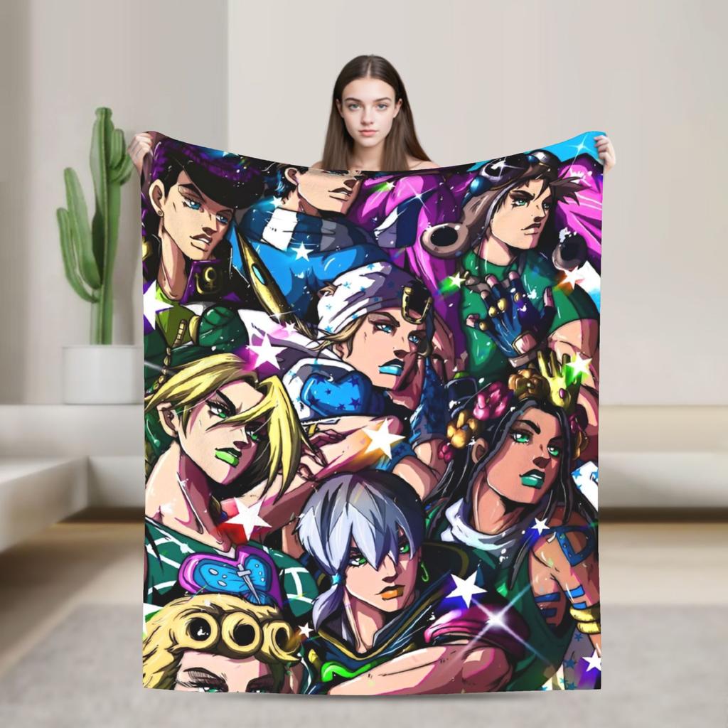 Вязаный плед JoJo's Bizarre Adventure, фланелевый плед с аниме-принтом, домашний декор для дивана, мягкое теплое покрывало