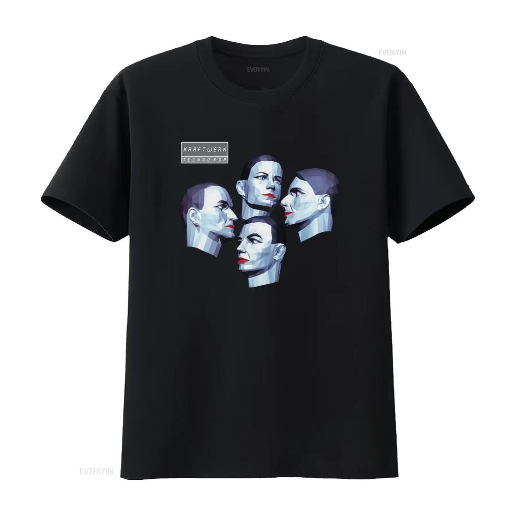 Kraftwerk Techno Pop Футболка PVQD Электрическое Кафе Дизайн обложки альбома винтажный Стильная стираная уличная одежда дизайнерская одежда Стильный