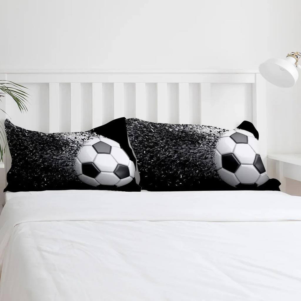 Постельное белье с футбольным дизайном, 3 предмета: пододеяльник, наволочка, детское/взрослое покрывало, комплект для двуспальной кровати, домашний текстиль