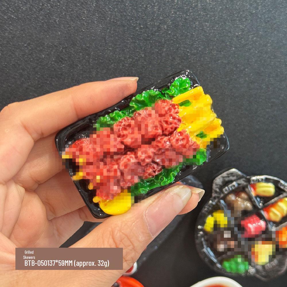3D Chinese Style Food Magnet: Lobster & Noodles Hot Pot with Mantis Shrimp Sticker