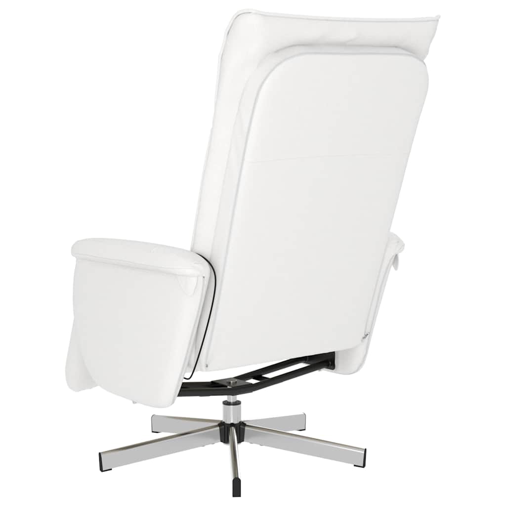 Massage Chair with Footrest White Faux Leather