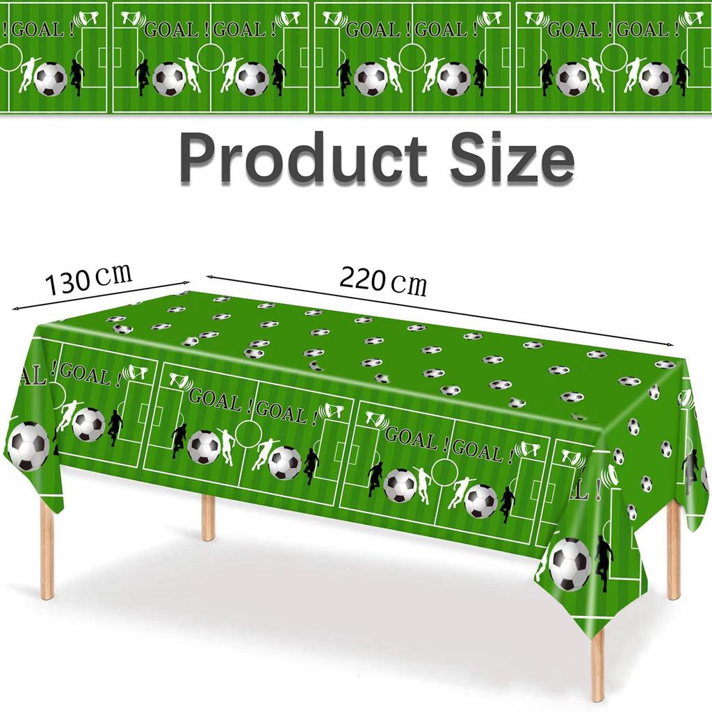 Набор декора для футбольной вечеринки в честь дня рождения: Тарелки, Чашки, Скатерть, Столовые приборы, Фон, Баннер и Воздушные шары.