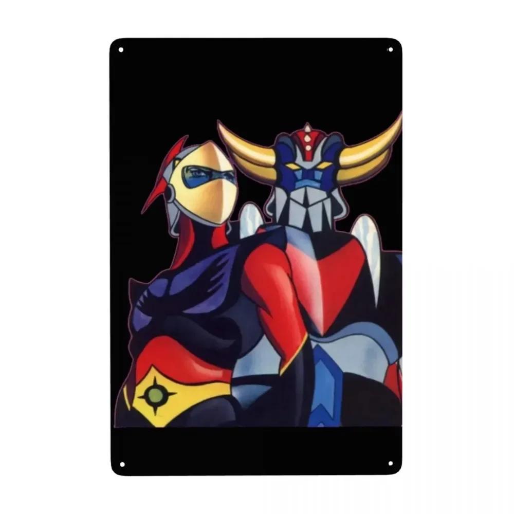 Vintage Goldorak Grendizer Metal Tin Sign Custom Anime UFO Robot Wall Art Decor for Pub Cafe Yard Rectangle Plaque