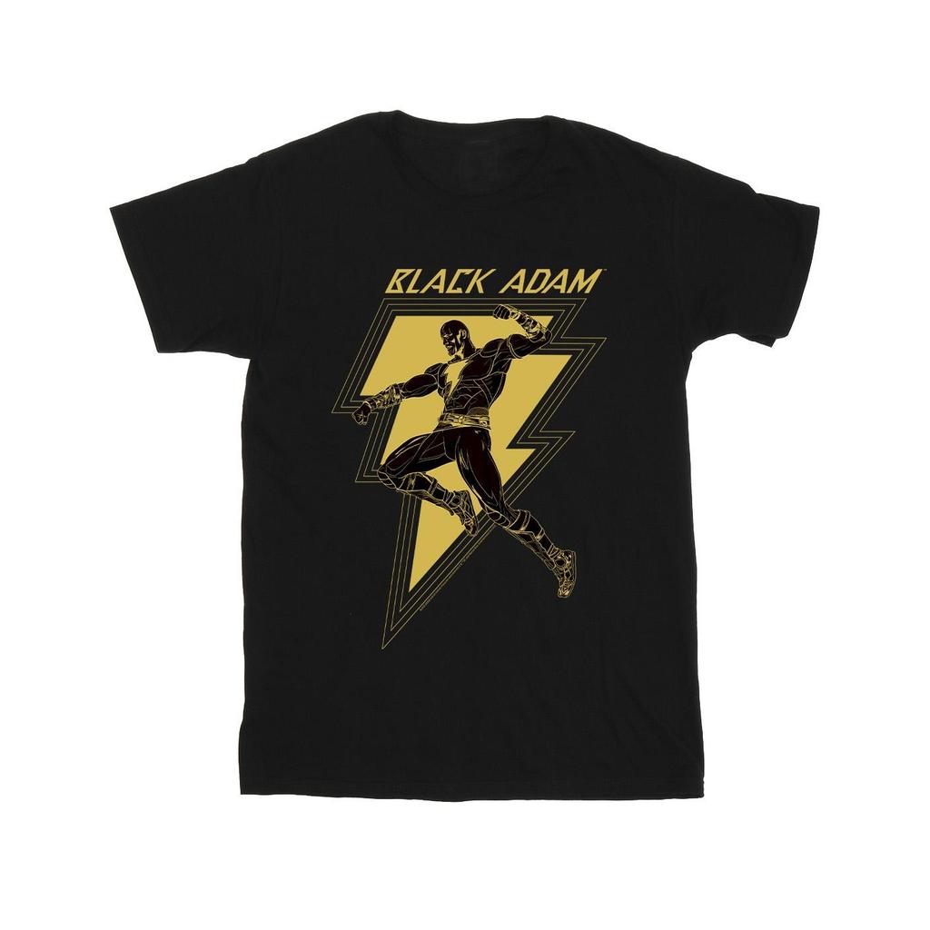 DC Comics Mens Black Adam Golden Bolt Chest T-Shirt