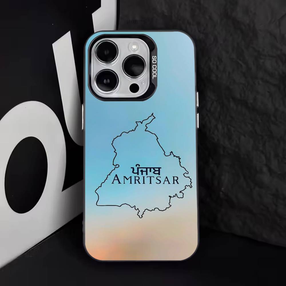 Painting Punjab Map Phone Case For iPhone 17,16,15,14,13,12,11,Pro,Max,Plus,E,Air,Mini Black Tpu Cover