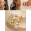 Chic 2023 Winter Gold Round Faux Pearl Earrings Stylish Long Design For Women