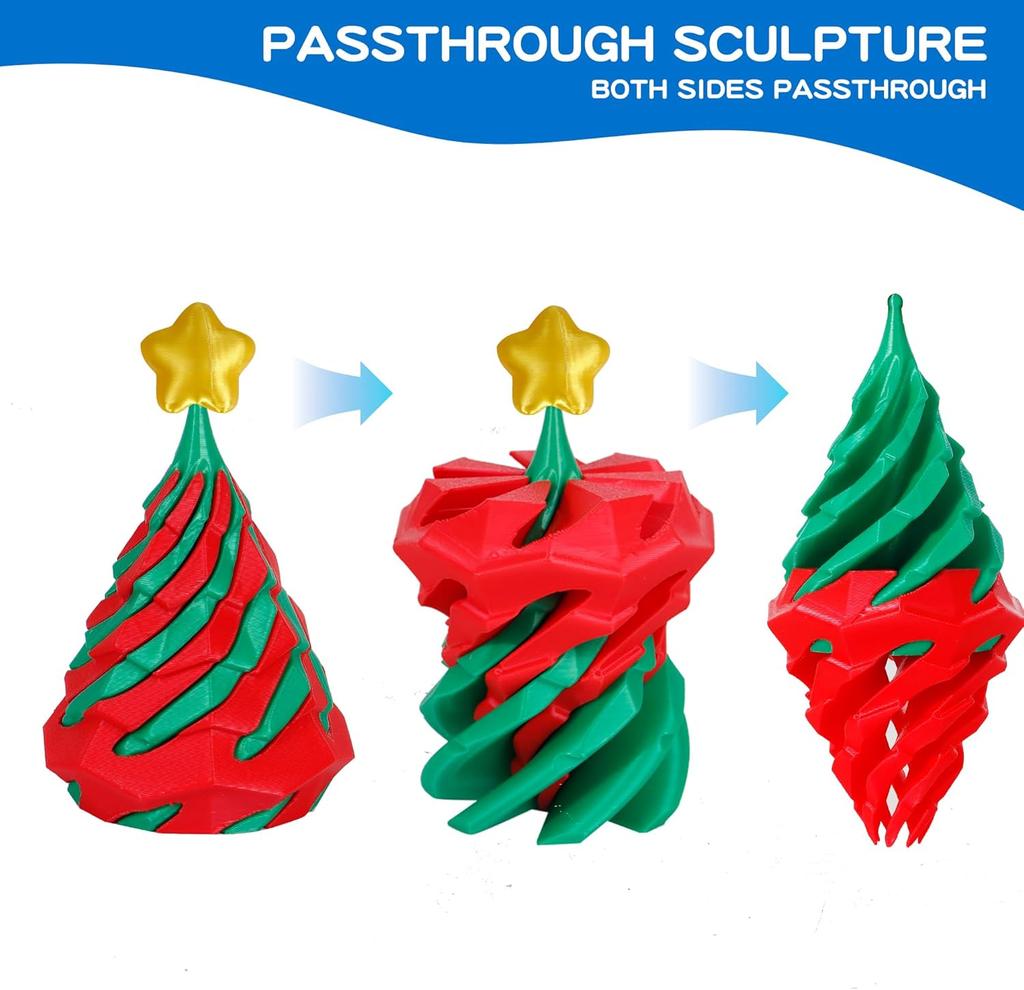 1-10 шт. Напечатанная на 3D спиральная елочная игрушка, двухцветный вихревой конус, игрушка для снятия стресса, креативный рождественский декор, детский подарок, для дома