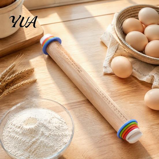 Sturdy Baker Accessories for Home Rolling Pin with Thickness Rings, Ergonomic Measurement Markings Kitchen Tool, Durable Stainless Steel Utensil