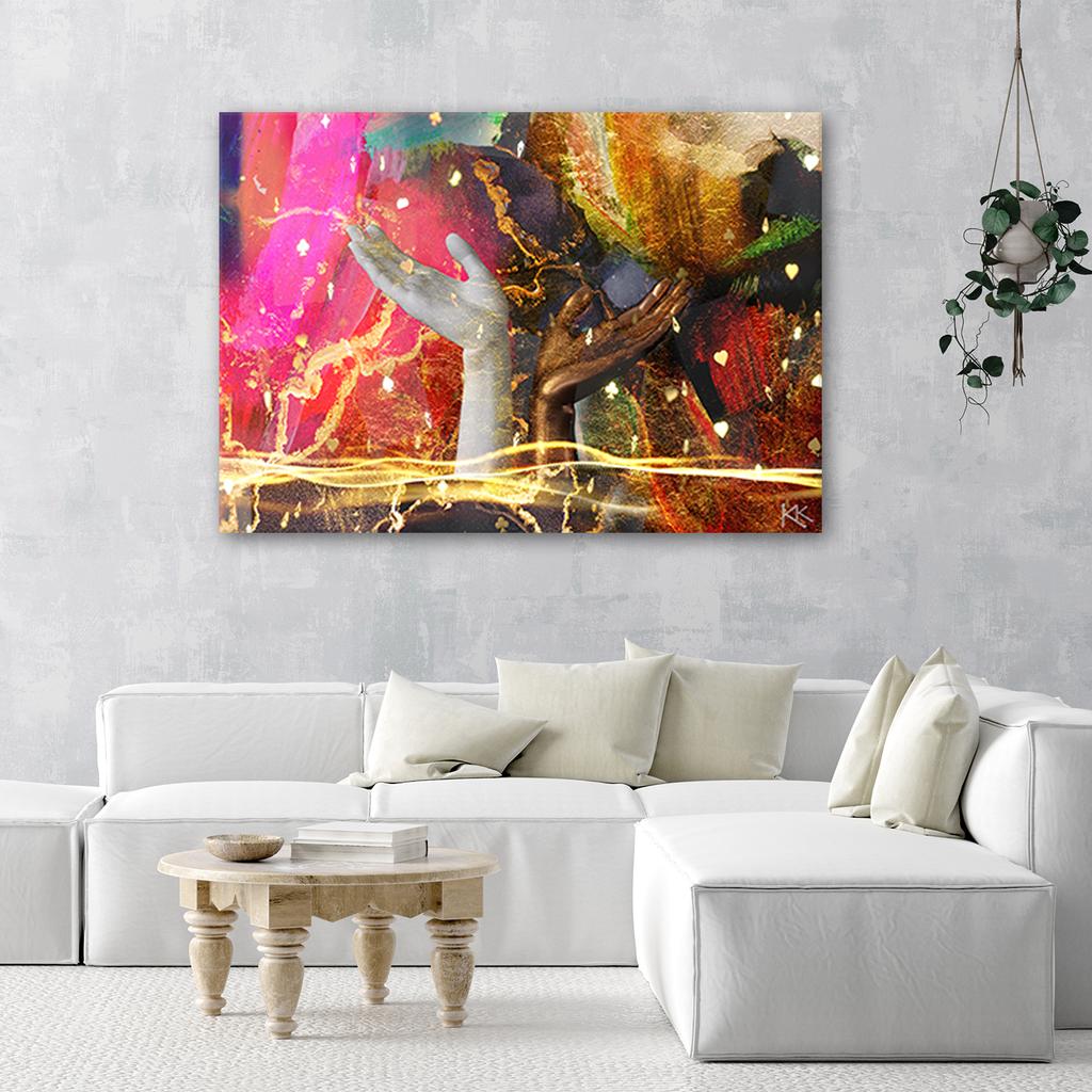 Canvas Print, Coloured Hands Abstraction