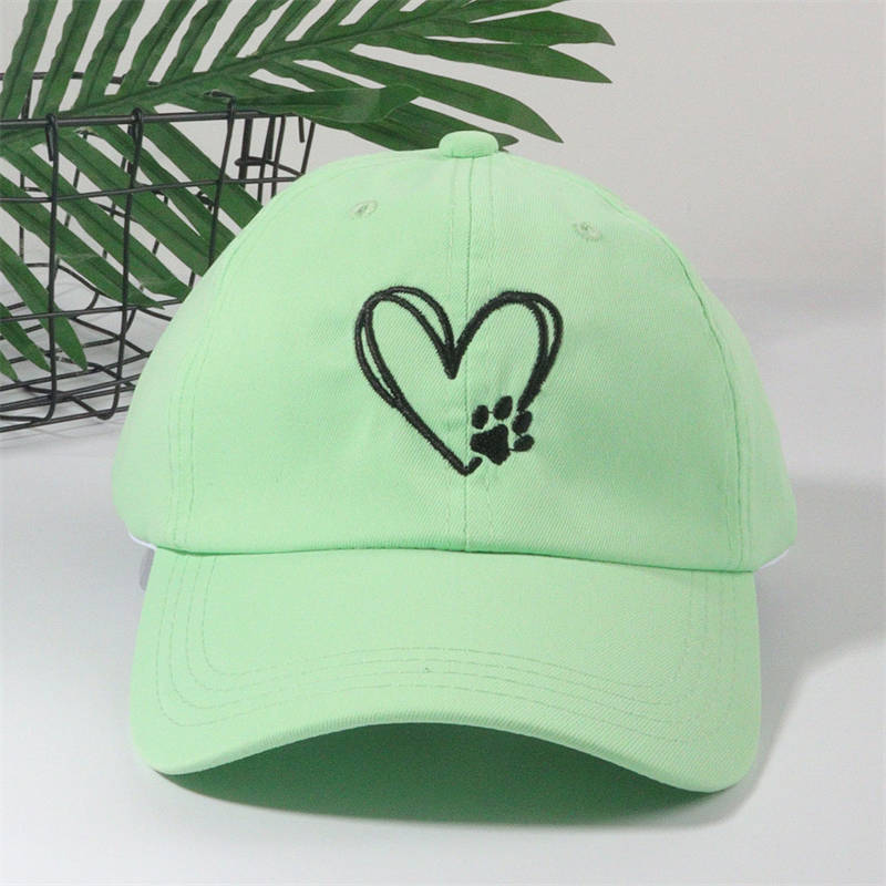Soft Top Casual Sunshade Baseball Caps All-Match Cute Love Paw Print Wide Brim