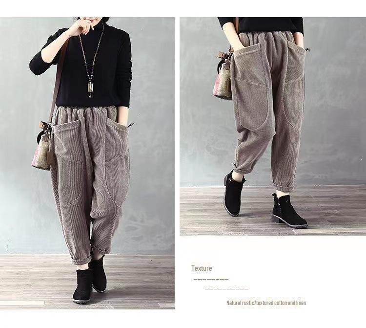 Новые вельветовые шаровары из овчины — осень/зима, утолщенные и универсальные для женщин