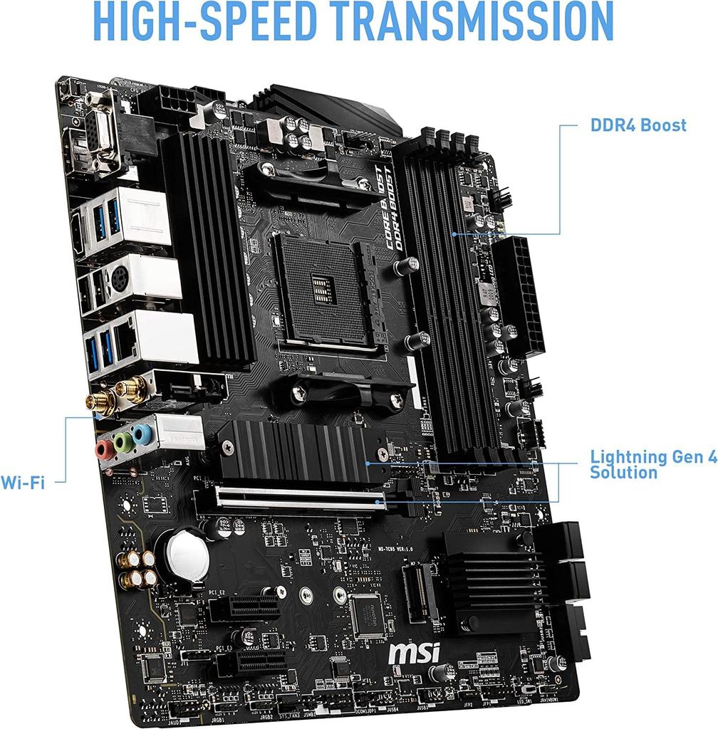 MSI Motherboard B550M PRO-VDH WIFI Ryzen 5000 Series (AM4) Compatible, M.2 Heatsink, Wi-Fi Function, MicroATX [AMD B550] MB5033