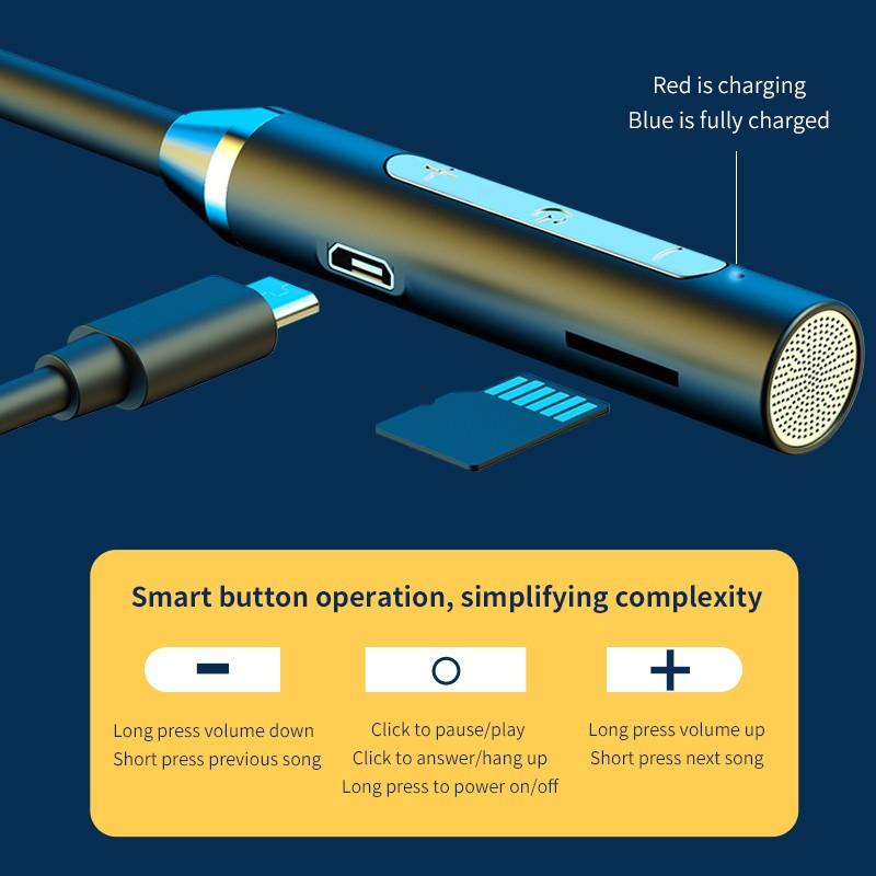 Магнитные подвесные Bluetooth-наушники на шею, обновление Bluetooth 5,2, гарнитура, наушники-вкладыши, поддержка карт памяти, музыкальный плеер