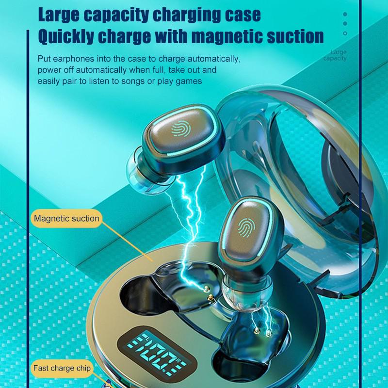 Беспроводные наушники Bluetooth 5.0, сенсорная гарнитура с отпечатками пальцев и легкими наушниками с цифровым дисплеем Aurora